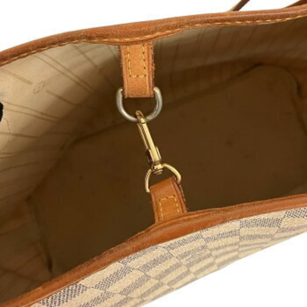 Louis Vuitton White Bag Tote Azur Damier Shoulder Neverfull - Picture 9 of 10